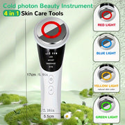 4-in-1 Facial and Neck Massager with LED Relax & Vibration - USB-Powered Light Beige Tightening, Facial Massage Device, Lithium Battery (400mAh), Cordless for Home/Travel - Ideal Gift for Wrinkle Reduction & Relaxation, Face