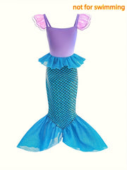 Mermaid-Inspired Princess Dress for Girls - Sleeveless, Sequin Embellished, Tulle Skirt, Not for Swimming, Ideal for Halloween & Christmas, Halloween | Mermaid Dress | Sequin Embellishments, Mermaid