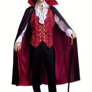 Vampire Costume, Vampire Costume Men With Vampire Cape For Deluxe Halloween Costume