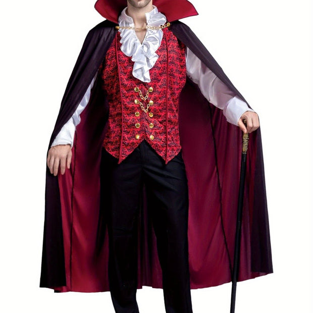 Vampire Costume, Vampire Costume Men With Vampire Cape For Deluxe Halloween Costume