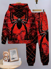 Boys' Creative Game Spider Hero 3D Digital Print Kids Set with Loose-Fit Casual Hoodie and Pants, Perfect for Outdoor