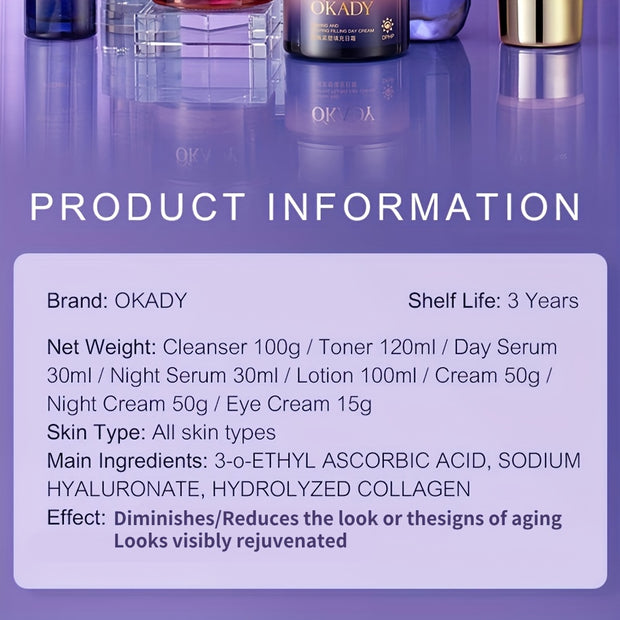 OKDAY Hydrolyzed Collagen, Sodium Hyaluronate, Makes Skin Feel Smooth, Looks Younger, Firmer, Enhances Skin Elasticity, Skin Care Kits, High-end Skin Care Products, Gifts For Women, Thanksgiving Gifts, Suitable For Gifts - Ch