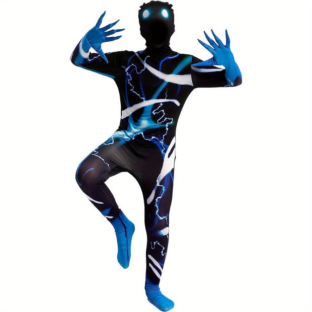 SYNCFUN Boys Scary Halloween Costume For Kids, Slenderman Skin Bodysuit, Skinsuit Boys Girls