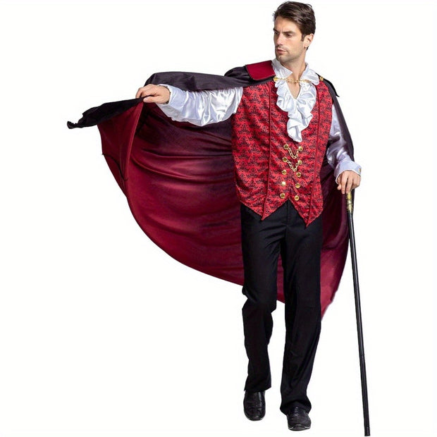SYNCFUN Vampire Costume, Vampire Costume Men with Vampire Cape for Deluxe Halloween Costume