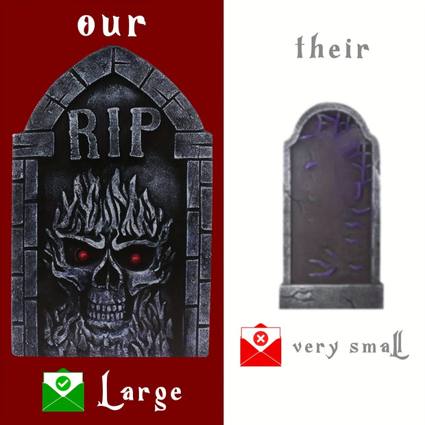 2D Flat Halloween Garden Decoration, Tombstone Shape RIP Scary Skull Pattern Demon Vampire, Halloween Party Decoration, Create Scary Atmosphere Decoration - Apply Halloween Day Courtyard Path Decoration, 2D Flat