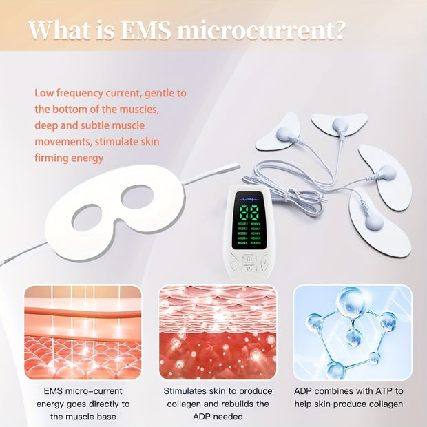 EMS Facial And Eye Massagers, Low-frequency Eye And Facial Relax Devices, Microcurrent Devices for Anti-aging And Eye Lifting. 10 Modes And 30 Levels, Home Beauty Modification Iron Muscle Activation Device