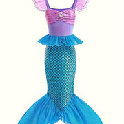 Mermaid-Inspired Princess Dress for Girls - Sleeveless, Sequin Embellished, Tulle Skirt, Not for Swimming, Ideal for Halloween & Christmas, Halloween | Mermaid Dress | Sequin Embellishments, Mermaid