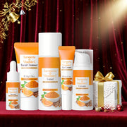 Natural Turmeric & Vitamin C 5pcs Skincare Set, Sensitive Light Beige Friendly, with Cleanser, Toner, Eye Cream, Serum, Moisurizer, Perfect Gift for Women, Affordable Beauty Gift Set, Best for Christmas, Perfect for Thanksgiv