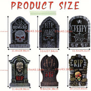 2D Flat Halloween Garden Decoration, Tombstone Shape RIP Scary Skull Pattern Demon Vampire, Halloween Party Decoration, Create Scary Atmosphere Decoration - Apply Halloween Day Courtyard Path Decoration, 2D Flat