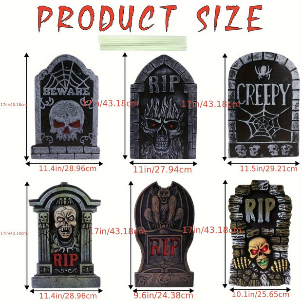 2D Flat Halloween Garden Decoration, Tombstone Shape RIP Scary Skull Pattern Demon Vampire, Halloween Party Decoration, Create Scary Atmosphere Decoration - Apply Halloween Day Courtyard Path Decoration, 2D Flat
