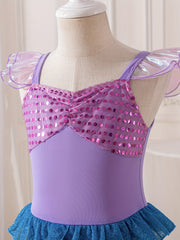 Mermaid Princess Dress with Fish Scale Print, Featuring Flutter Sleeves And a Strap Design, Perfect for Princess Parties And As a Gift for Festivals.