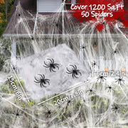 Cover 1500 Square Feet 300g Halloween Spider Web Stretchable Cobweb with 50pcs Small Spiders Halloween Indoor Outdoor Decorations
