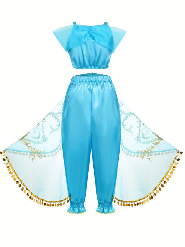 Girls' Elegant Princess Dress Up Costume - Formal Party Outfit with V-Neck, Flared Skirt, for Halloween, Christmas, Birthday - Fancy Dresses for Toddlers & Kids (Easy-to-Wear Party Attire), Princess Dresses for Girls, Kids Ev