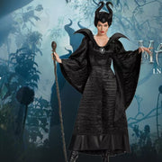 2025 Disney Maleficent Dark Lord Queen Costume for Adults - Officially Inspired Halloween Costume with Staff Accessory, Elegant Black & White Gothic Outfit with Intricate Details, Comfortable Performance Costume for Cosplay,