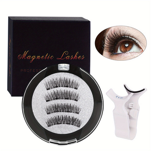 Reusable Magnetic Eyelash Kit - Glue-Free False Lashes with Applicator, Alcohol-Free Material, Professional Eye Makeup