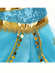 Girls' Elegant Princess Dress Up Costume - Formal Party Outfit with V-Neck, Flared Skirt, for Halloween, Christmas, Birthday - Fancy Dresses for Toddlers & Kids (Easy-to-Wear Party Attire), Princess Dresses for Girls, Kids Ev
