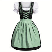 Women'S Bavarian Maid Costume - Oktoberfest & Halloween Party Outfit with Sleeveless Ruffle Lace Top, Flared Skirt - Elegant German Festival Attire for Themed Events, Cosplay, Photo Shoots - Easy-Care Polyester Costume, Cospl