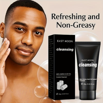 1pc/2pcs Volcanic Mud Oil-Control Facial Cleanser for Men, Deep Cleansing, Non-tight And Moisturizing, Suitable for Men, 2.02floz