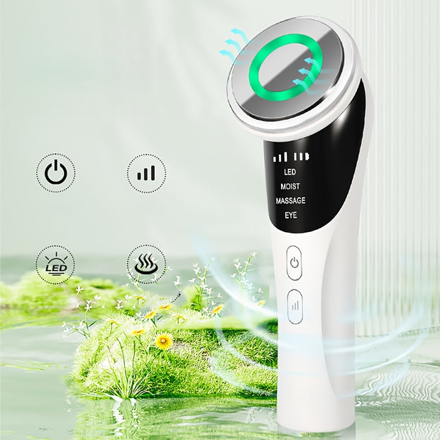 4-in-1 Facial and Neck Massager with LED Relax & Vibration - USB-Powered Light Beige Tightening, Facial Massage Device, Lithium Battery (400mAh), Cordless for Home/Travel - Ideal Gift for Wrinkle Reduction & Relaxation, Face