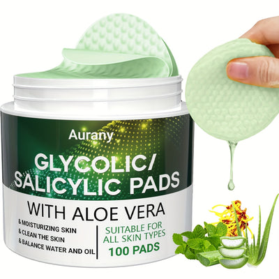 [Shrink Pores] Aloe Glycolic Acid/Salicylic Acid Mat | 100Pads/Box | Cleanse & Moisture Skin, Shrink Pores