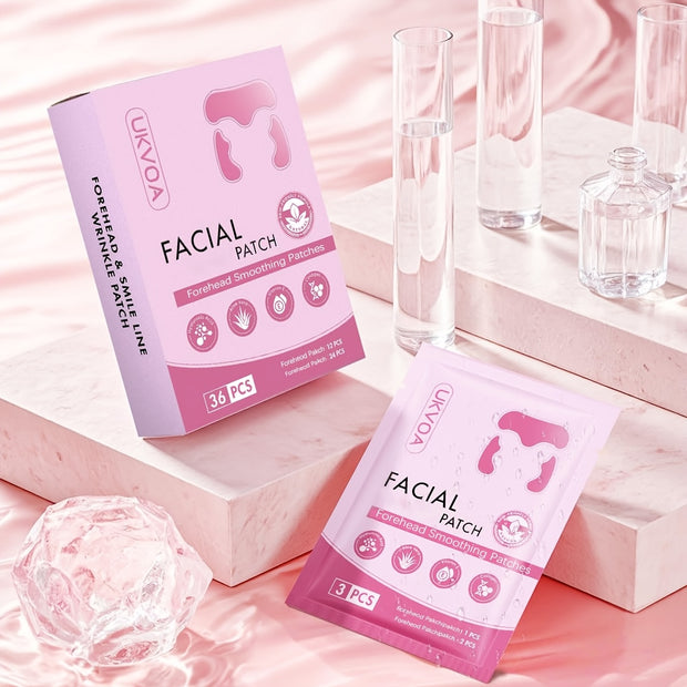 Forehead Wrinkle Patch And Smile Line Patch, Containing Hyaluronic Acid, Aloe Vera, Collagen, And Vitamin E for Overnight Facial Use, Can Enhance Women's Smile Line By 36pcs