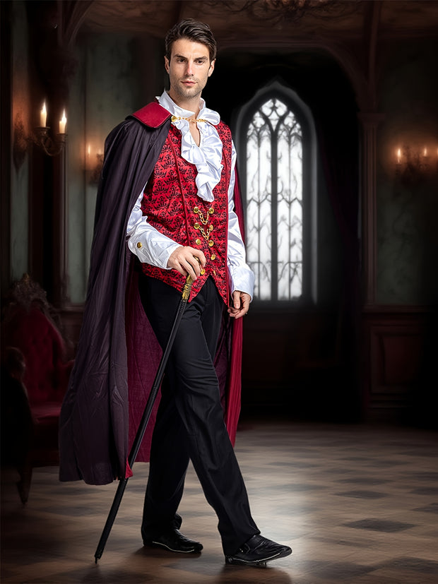 Vampire Costume, Vampire Costume Men With Vampire Cape For Deluxe Halloween Costume