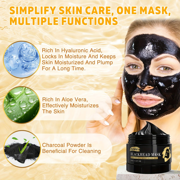 2pcs - Black Cleansing Face Mask, Facial Mask Extracted From Bamboo Charcoal Plants, Clay Mask for Face Moisturizes Oil Control, Clean Facial Light Beige, Suitable for Both Men And Women-100G