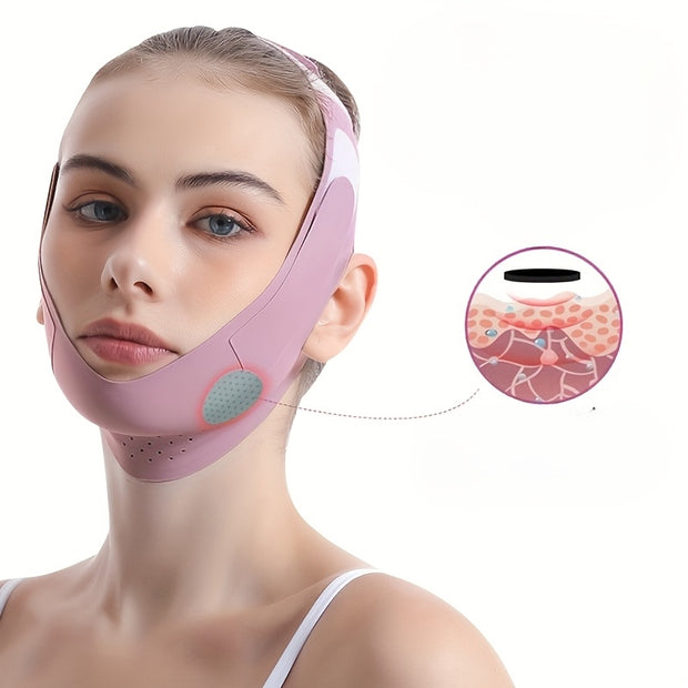 1pc Reusable V-shaped Lifting Facial Mask - Pink Face Band, Used To Reduce Double Chin, Tighten Face And Prevent Sagging | Ultra-thin Comfortable Summer Wear, With Cooling Function, Face Slimming Tools | Tight Fit Design | Co