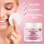 LANEMAV Glycolic Acid Facial Cleansing Pads | 100 Count | Hypoallergenic, Infused with Vitamin B5 & E, Calendula & Green Tea Extracts | Deep Pore Unclogging & Oil Control | Suitable for Sensitive Light Beige | Minty Fresh Sce