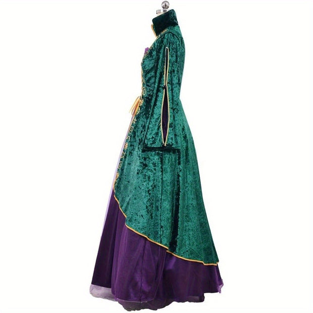 All Saints' Day CosplayDiy Medieval Green Velvet Dress Witch Cosplay Costume Robes Adult for Women Plus Size, Halloween Costumes for Women, Halloween Costume