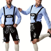 Black Adjustable Beer Festival Overalls - Munich Style Halloween Oktoberfest Men's Suspenders Workwear, Perfect for Parties and Costume Events, Party Outfit, Festive Attire, Casual Workwear, Hand Wash Only, Nonstretch Fabric,