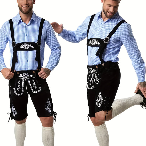 Black Adjustable Beer Festival Overalls - Munich Style Halloween Oktoberfest Men's Suspenders Workwear, Perfect for Parties and Costume Events, Party Outfit, Festive Attire, Casual Workwear, Hand Wash Only, Nonstretch Fabric,