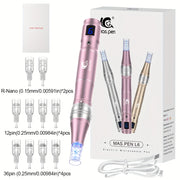 6 Level Adjustable Electric Wireless Derma Pen/Mas Pen with 10pcs Screw Replacement Tips 0.25mm, 500mAh Built-in Battery, Great At-home Skincare Tool