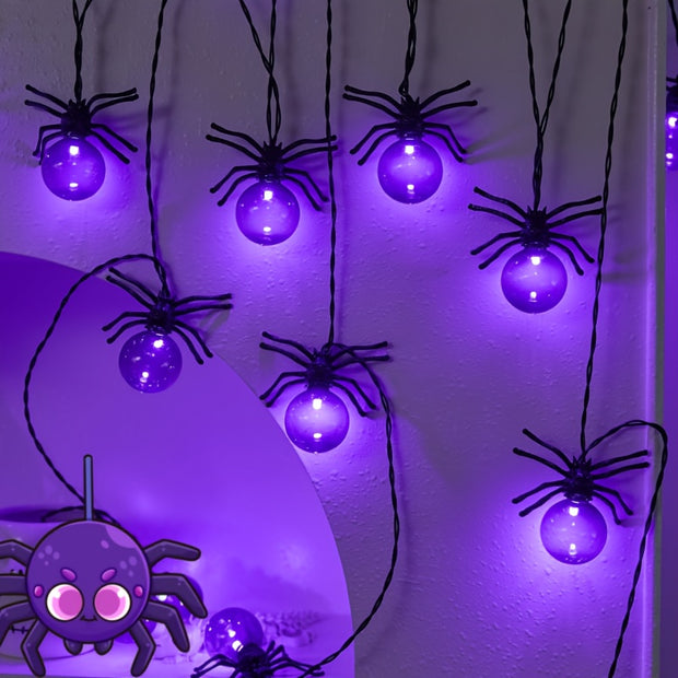[Halloween Spider Light] 15-LED Halloween Spider Light | Purple Holiday Decorative Lamp for Indoor Festive Atmosphere and Spooky Fun