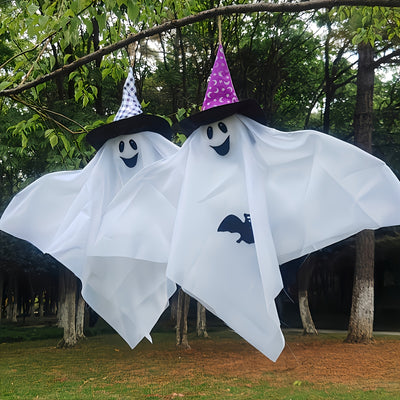 2pcs Charming White Bat Halloween Decorations - No Power Needed, Outdoor Spooky Display with Black Bats & Spider Web Design, Perfect for Halloween Parties & Festive Yard Decor, Halloween Decorations