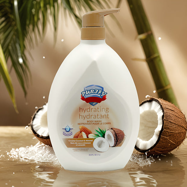 [Ultra-Nourishing Body Wash] WISH Ultra-Nourishing Coconut & Almond Body Wash | 33.8oz/1000ml, Hydrating Formula with Rich Botanicals, Gentle Cleansing for Silky Smooth Skin, Luxurious Tropical Scent, Paraben-Free, Ideal for
