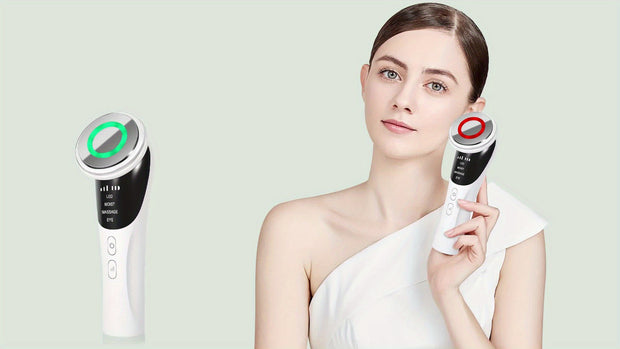 4-in-1 Facial and Neck Massager with LED Relax & Vibration - USB-Powered Light Beige Tightening, Facial Massage Device, Lithium Battery (400mAh), Cordless for Home/Travel - Ideal Gift for Wrinkle Reduction & Relaxation, Face