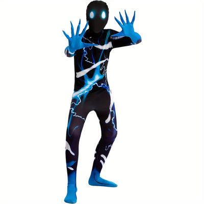 SYNCFUN Boys Scary Halloween Costume For Kids, Slenderman Skin Bodysuit, Skinsuit Boys Girls