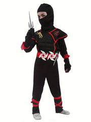 Carnival Boys Kids Ninja Costume Cosplay Assassin Samurai Warrior Muscle Jumpsuit Children Halloween Fancy Dress Up