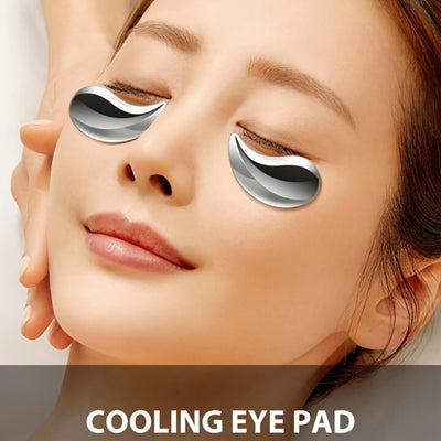 1 Pair Stainless Steel Cooling Eye Pads with Portable Gua Sha Tool - Reusable, Hypoallergenic, Hot/Cold Relax for All Light Beige Types - Perfect for Travel, Spa Days & Gift Giving (Valentine’s Day, Mother’s Day), Cooling