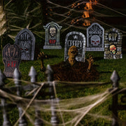 2D Flat Halloween Garden Decoration, Tombstone Shape RIP Scary Skull Pattern Demon Vampire, Halloween Party Decoration, Create Scary Atmosphere Decoration - Apply Halloween Day Courtyard Path Decoration, 2D Flat