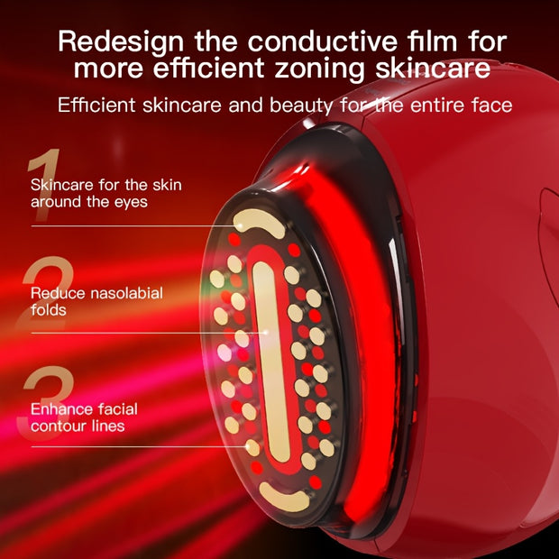 PVD Professional Facial Skincare & Beauty Device - 25-in-1 Multi-Function, 25 Conductive Sheets with Eye/Nasolabial Fold/Contour Lines Treatment, Red Light Relax, Heats Up for Efficient Skincare, USB Rechargeable Handheld Hom