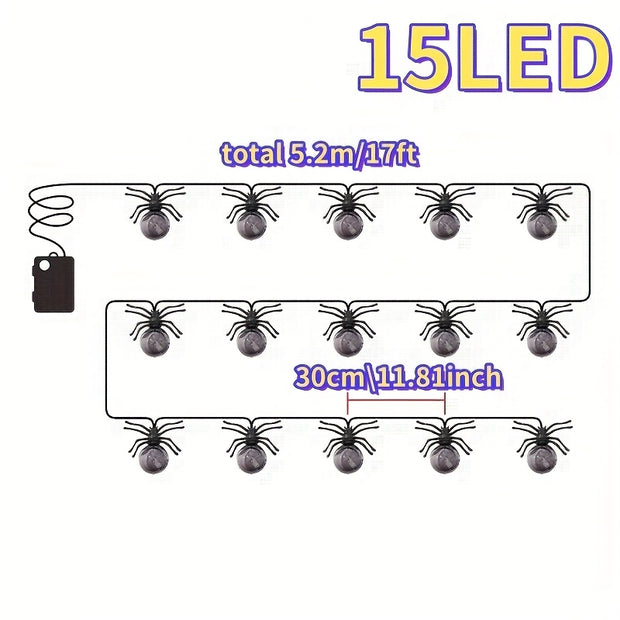 [Halloween Spider Light] 15-LED Halloween Spider Light | Purple Holiday Decorative Lamp for Indoor Festive Atmosphere and Spooky Fun