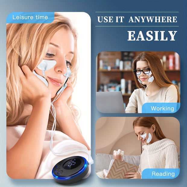EMS Facial & Eye Massager Pro, Face & Eye Massage Complete Massager, Eye & Face Iron | 2025 Microcurrent TENS Device for Face Slimming, Anti-Aging & Eye Lift | 6 Modes & 10 Levels, USB Rechargeable, Muscle Activation, Jawline