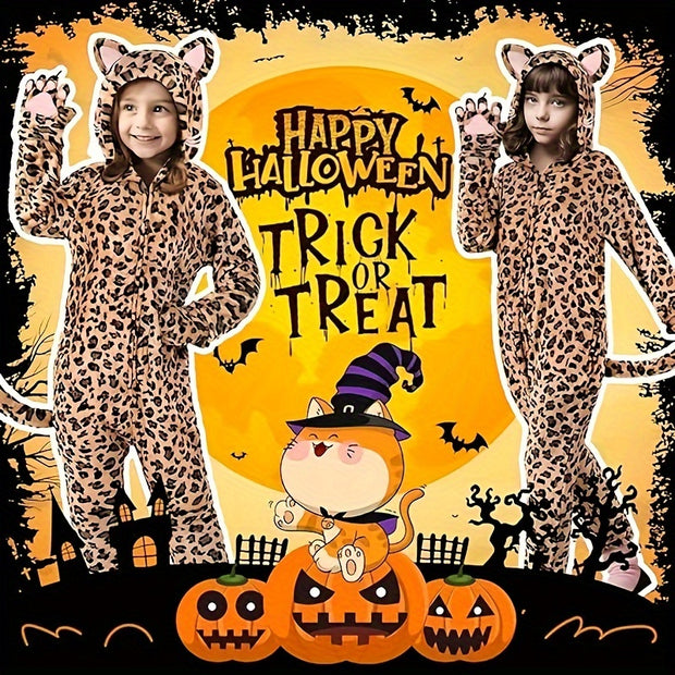 GINMIC Cat Costume For Girls, Leopard Costume, Onesie Brown Leopard Costume For Kids, Halloween Costumes Halloween Christmas Gift