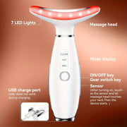 LED Face-Lifting Device, 7 Color Led Face massage Device, Lifting and Firming Facial Massage Device, 4 in 1 Face Massager, Face Neck Massager for Daily Skin Care Routine, Facial Massager Skin Care Tool