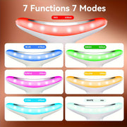 LED Face-Lifting Device, 7 Color Led Face massage Device, Lifting and Firming Facial Massage Device, 4 in 1 Face Massager, Face Neck Massager for Daily Skin Care Routine, Facial Massager Skin Care Tool