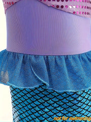 Mermaid-Inspired Princess Dress for Girls - Sleeveless, Sequin Embellished, Tulle Skirt, Not for Swimming, Ideal for Halloween & Christmas, Halloween | Mermaid Dress | Sequin Embellishments, Mermaid
