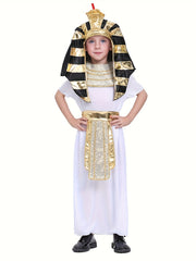 Kids Ancient Egyptian Kings, Pharaohs for Halloween Carnival Ball, Historical Theme Character Dress Up Performance Costume