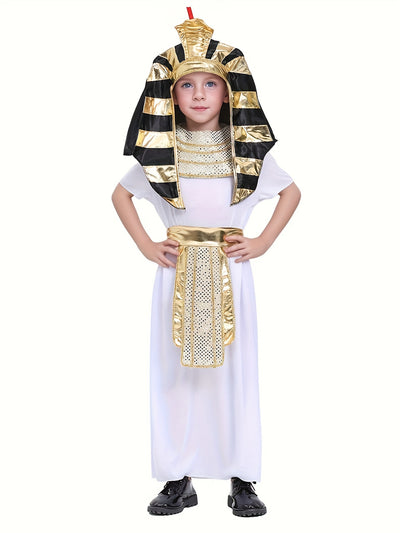 Kids Ancient Egyptian Kings, Pharaohs for Halloween Carnival Ball, Historical Theme Character Dress Up Performance Costume